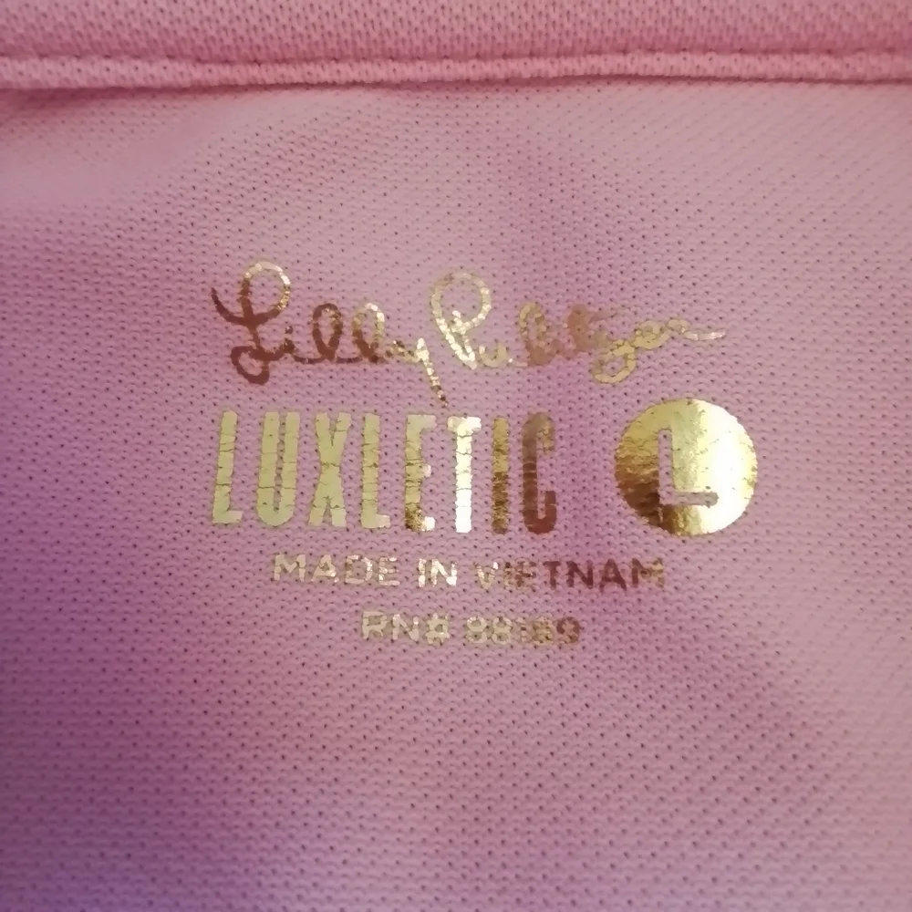 Lilly Pulitzer Luxletic Frida Scallop Polo Conch Shell Pink - L - Picture 14 of 16